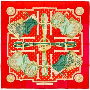 NWT Vintage Hermes Scarf “Selles à Housse” in Red